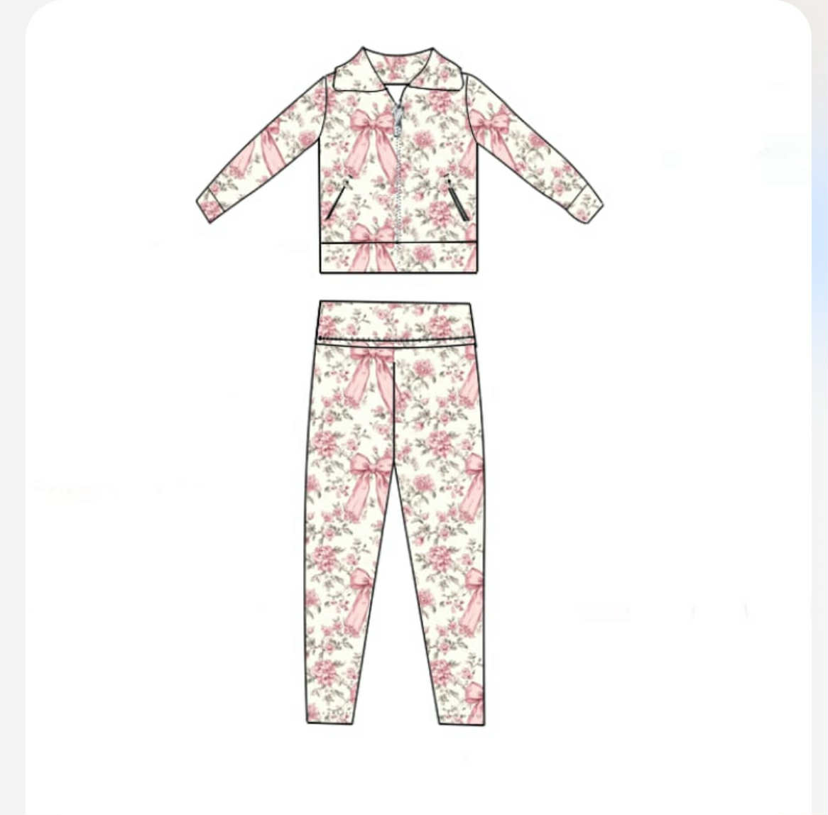 Toddler Legging Set - Kids Clothes Pink Bows Floral Print