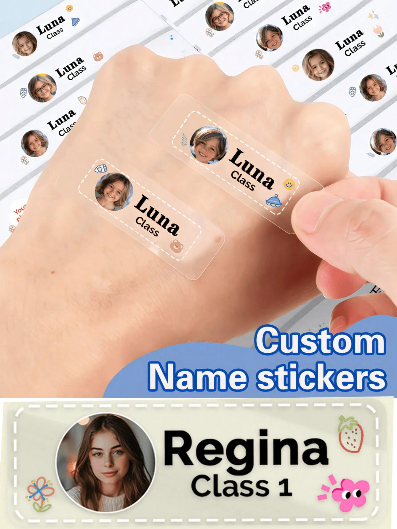 Baby Clothing Labels - 4.5*1.5CM 1~128pcs Custom Transparent Waterproof Name