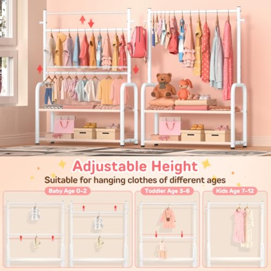 Clothing Rack with 2-Layer Sto - Baby Clothing Hanging Rack avis et prix