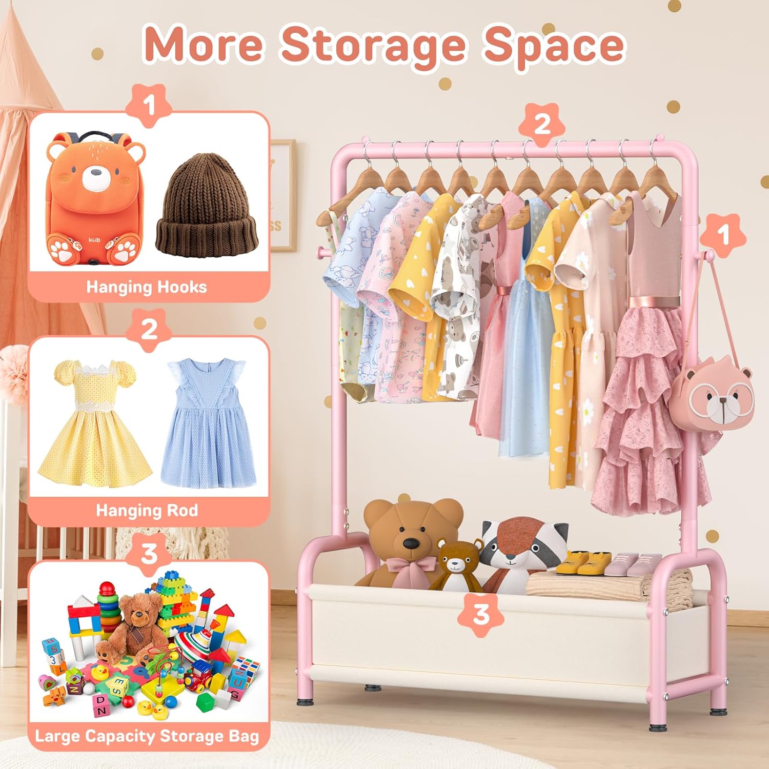 Kids Clothing Rack with Storag - Baby Clothing Hanging Rack avis et prix
