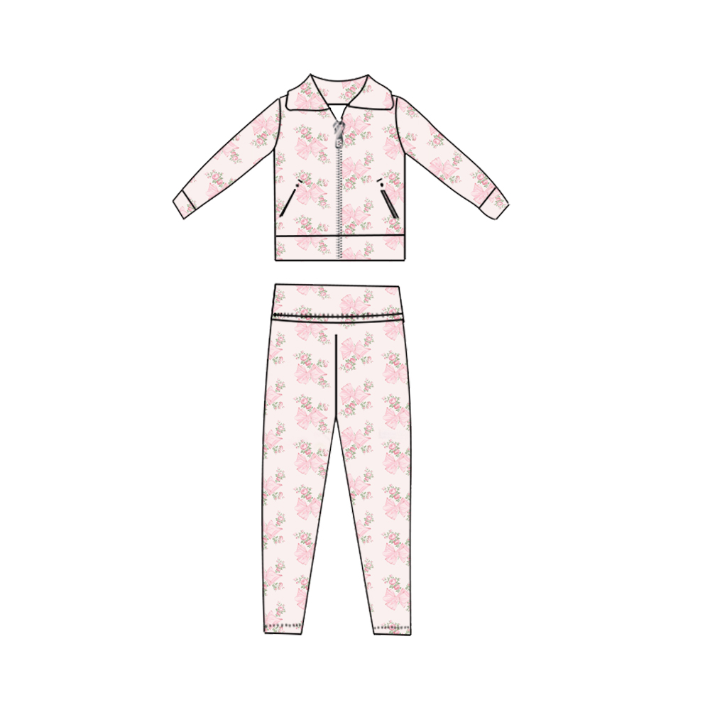 Kids Clothes Pink Bows Floral  - Toddler Legging Set avis et prix