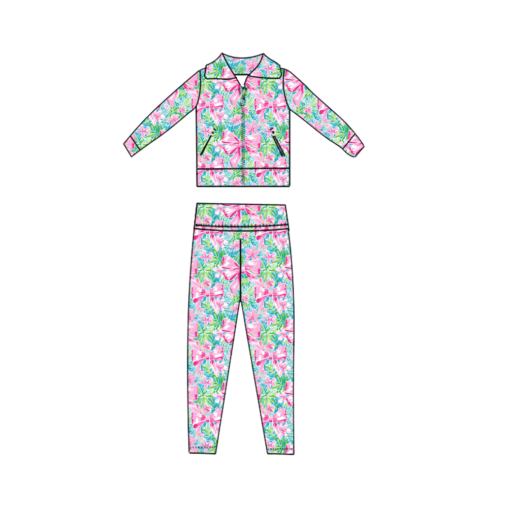 Kids Clothes Pink Bows Floral  - Toddler Legging Set avis et prix