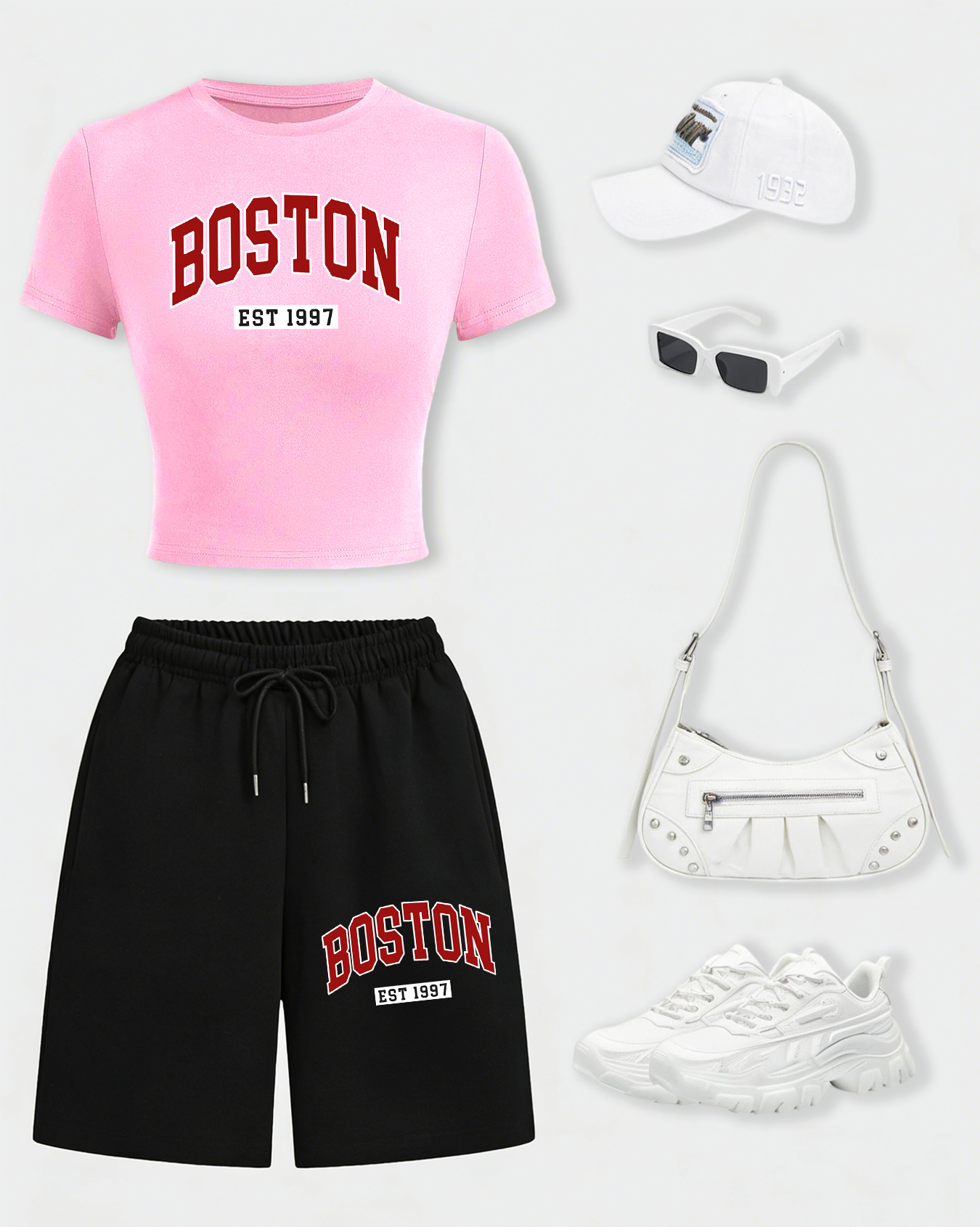 Boston Letter Est 1997 Women T - Summer Short Set avis et prix
