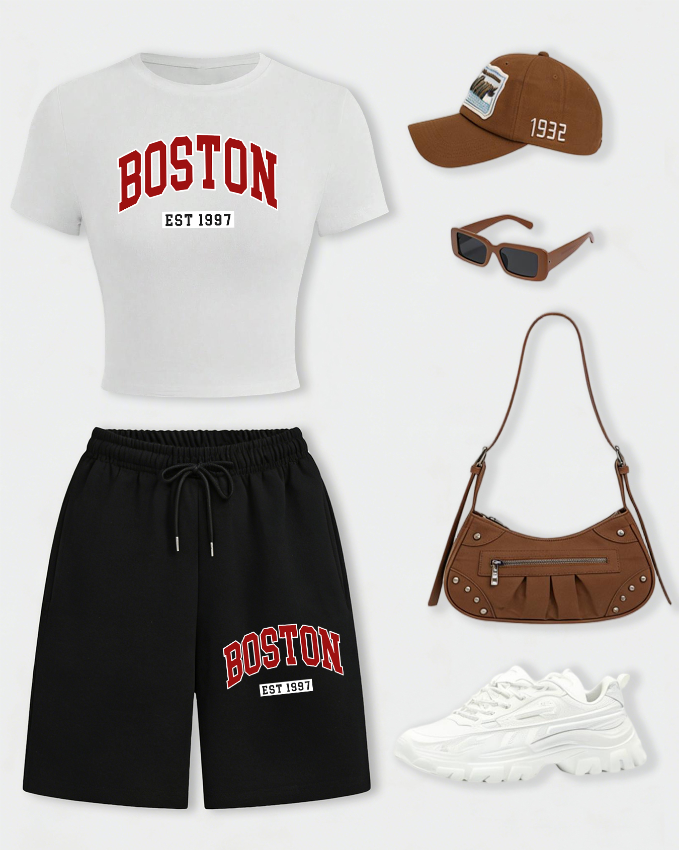 Boston Letter Est 1997 Women T - Summer Short Set avis et prix