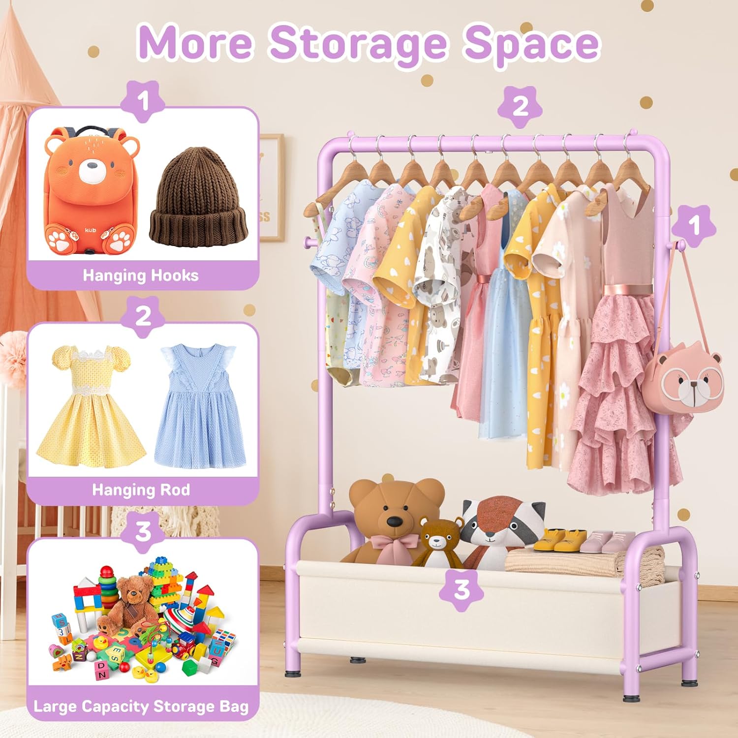 Kids Clothing Rack with Storag - Baby Clothing Hanging Rack avis et prix